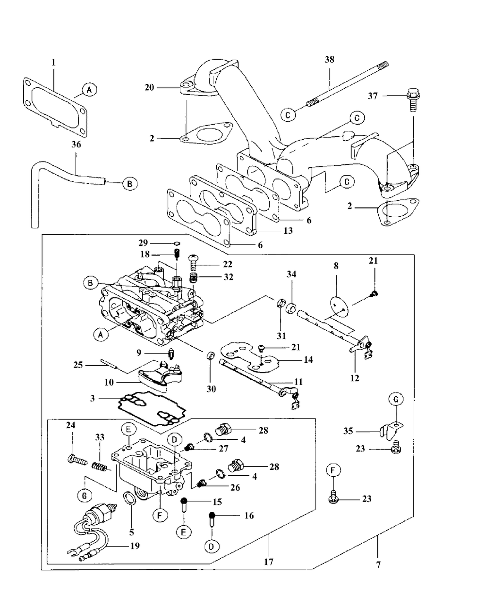 Fh721v-As15 Intake And Carburetor Diagram and Parts List for M60-KW 53AB5DCX150-25-HP Cub Cadet Lawn Tractor